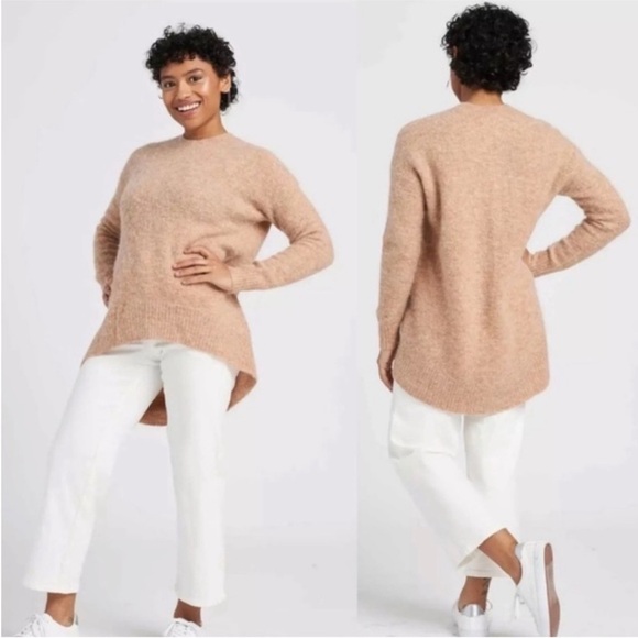 Universal Standard Melissa High Low Pullover Wool Mohair Knit Sweater Camel Tan - Picture 13 of 13